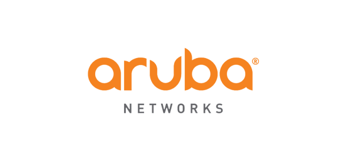 Aruba Networks logo with orange, lowercase aruba text above gray, uppercase NETWORKS text.