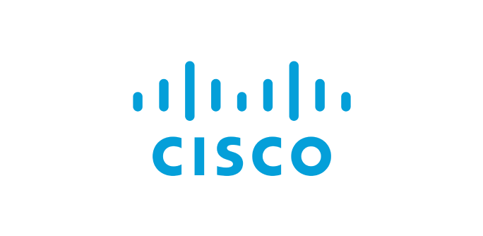 Cisco logo in blue, featuring stylized vertical lines above the word CISCO.