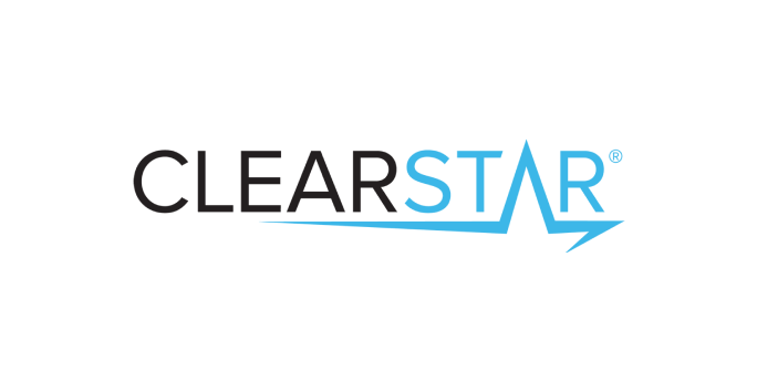 Logo of ClearStar featuring the word CLEAR in black and STAR in blue with a stylized blue line extending from the base of the S beneath the word.