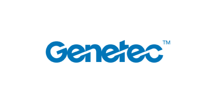 Blue Genetec logo with distinctive font on a white background.