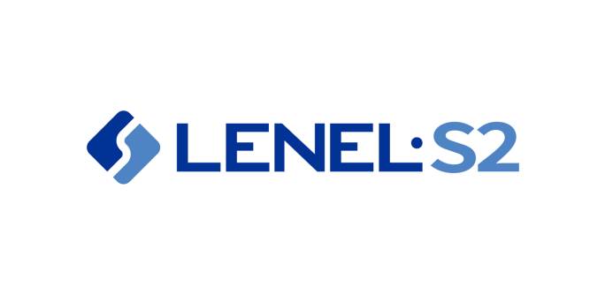 Logo of LenelS2 featuring a geometric symbol on the left and the name LENEL•S2 in blue letters.