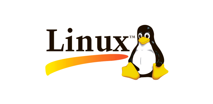 Linux logo featuring the penguin mascot, Tux, sitting beside the word Linux with an orange swoosh beneath.