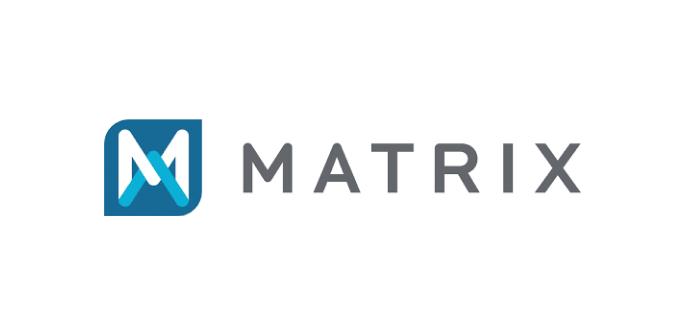 Logo with a blue and white stylized M on a square, followed by the word MATRIX in gray letters.