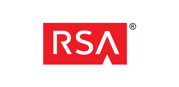 Red RSA logo with stylized white letters on a red rectangular background.