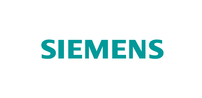 The image displays the Siemens logo, featuring the word SIEMENS in teal capital letters on a transparent background.