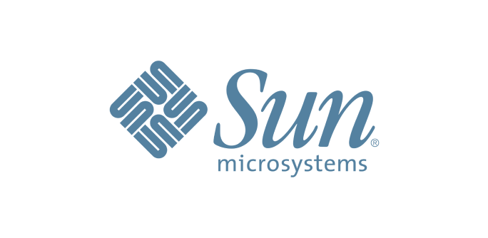 Logo of Sun Microsystems in blue, featuring a geometric design and the text Sun Microsystems.