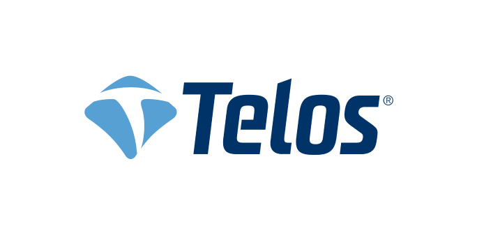 Logo of Telos featuring a stylized blue abstract design next to the text Telos in dark blue.