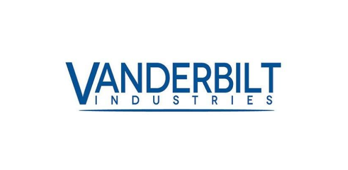 Logo of Vanderbilt Industries, showing the company name in blue text on a white background.